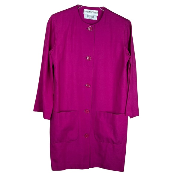 Mary‎ Ann Restivo Bergdorf Goodman Coat Jacket Pink Button Front Collarless VTG - Picture 1 of 11